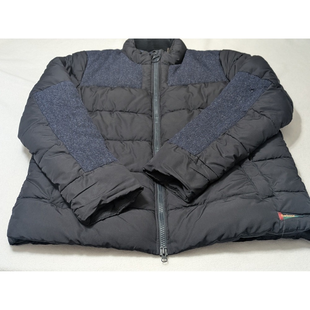 Barbour Vtg Mens Puffer Jacket Coat Navy Blue XL Quilted Wool Preppy Old Money
